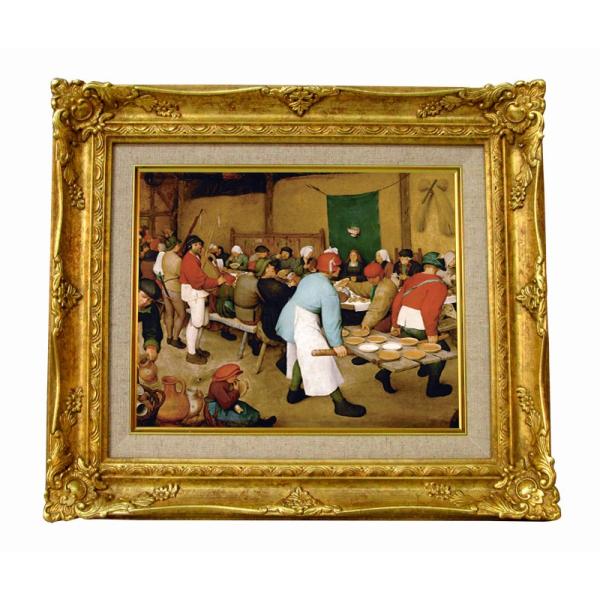 世界の名画　 ピーテルブリューゲル　農民の婚宴 ジクレーキャンバス複製画 豪華額装品