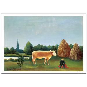 世界の名画 ルソー 牛のいる風景 ジクレーキャンバス複製画 豪華