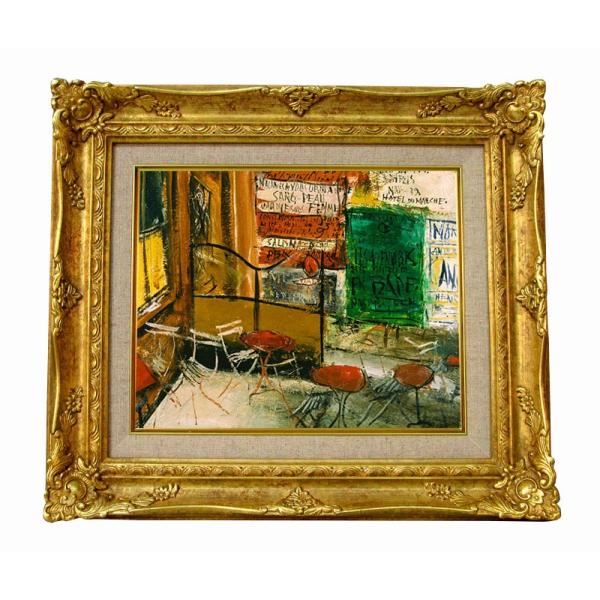 世界の名画　佐伯 祐三　テラスの広告　ジクレーキャンバス複製画 豪華額装品