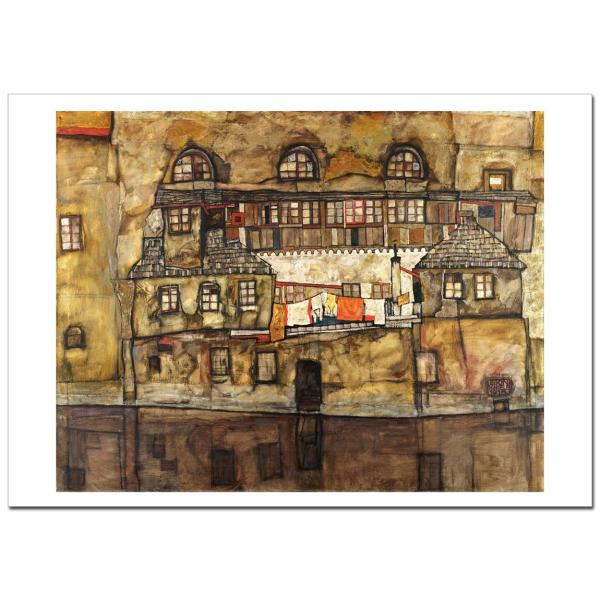 エゴン・シーレHouse Wall on the Rive　 ジクレーポスターB4(257ミリ×36...