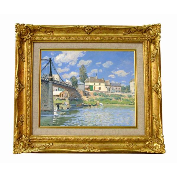 世界の名画　アルフレッド・シスレー  ヴィルヌーヴ・ラ・ガランヌの橋　ジークレー複製画　豪華額装品