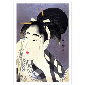 喜多川歌麿 汗を拭く女 ジクレーポスター B4 (364ミリ×257ミリ)　