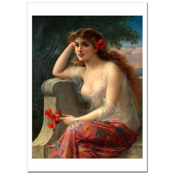 エミール・ヴァーノン　Girl with a Poppy   ジクレーポスターA2(420ミリ×59...