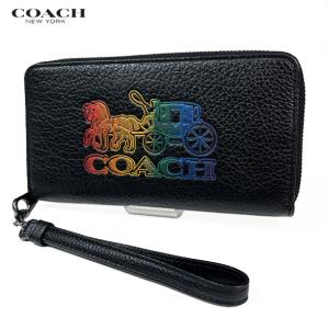 COACH コーチ アウトレット レディース 財布 長財布 ロング ウォレット ホース アンド キャリッジ C7458 ブラック マルチ 新品 新作