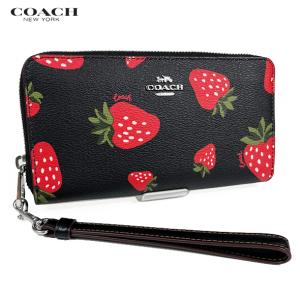 COACH コーチ レディース 財布 長財布 ワイルド ストロベリー プリント CH531 ブラック...