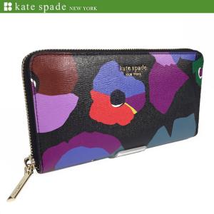 ケイトスペード レディース 花柄 長財布 財布 kate spade スペンサー フローラル カレッジ ジップ ウォレット pwru7827 ブラックマルチ ブティック品 セール