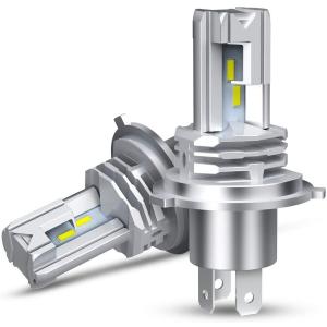 H4 LEDヘッドライト Hi/Lo切替 車/バイク用 ファンレス 12000lm DC12V用(ハイブリッド車・EV車対応) 6500K ホワイト 一体型 LEDバルブ 2個入