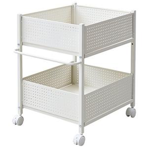 山善 クローゼット収納ラック キャスター付き 幅44 ホワイト