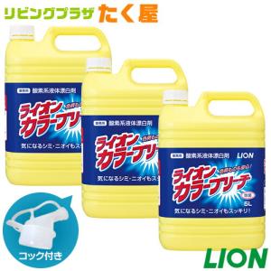 色柄ものも安心！ ライオン 大容量 カラーブリーチ5L×3 (1ケース) 酵素系液体漂白剤 コック付き 注ぎ口付き｜sudareyosizu