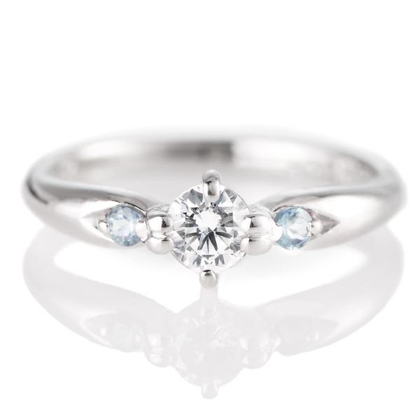 エンゲージリング 婚約指輪 ダイヤモンド ダイヤ プラチナ リング アクアマリン オーダー