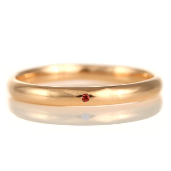結婚指輪 マリッジリング 18金 ピンクゴールド 甲丸 天然石 ガーネット オーダー