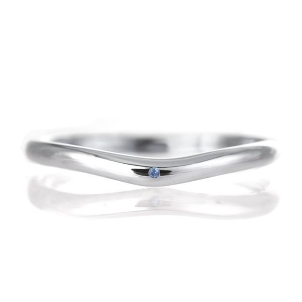 結婚指輪 マリッジリング プラチナ 甲丸 V字 天然石 サファイア オーダー