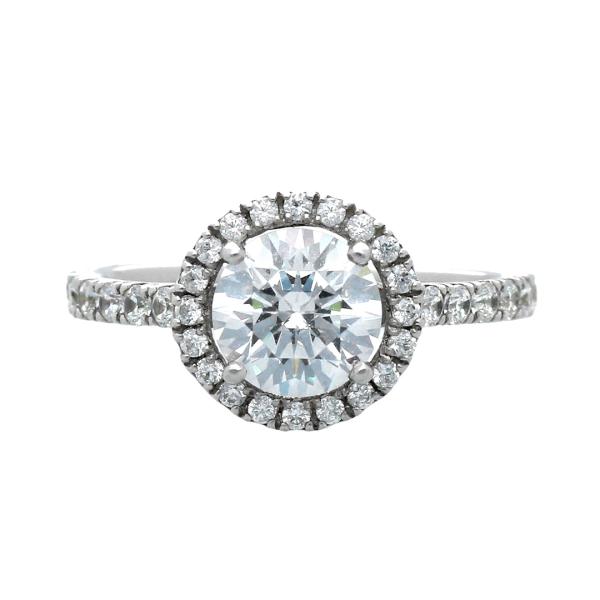 指輪レディース ヘイローデザイン ダイヤモンド リング 一粒 1カラット 大粒 ダイヤモンド プラチ...