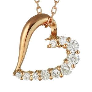 18金 K18 ダイヤモンド オープン ハート ネックレス 0.1ct 記念日