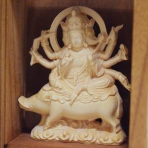 木彫り 仏像 摩利支天 フィギュア 摩利支天像 置物 仏教美術