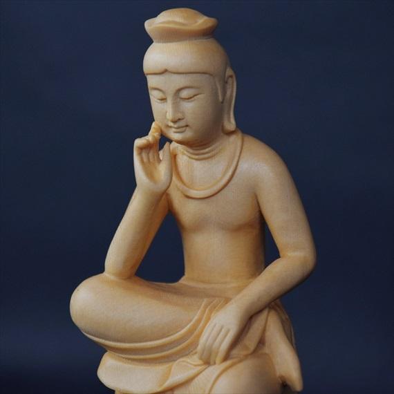 木彫り 仏像 弥勒菩薩 フィギュア 弥勒菩薩像 座像 仏教美術 置物 木彫 仏像