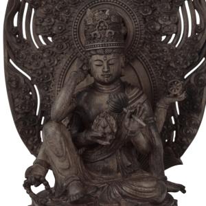 木彫り仏像 【仁王像(金剛力士)】阿吽セット 淡彩色 総高12cm