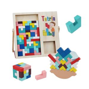 テトリス ブロック パズル 知育玩具 木製 子供  赤ちゃん 女の子 男の子 プレゼント ギフト 組み立てる おもちゃ｜suematsu-store