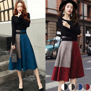 スカート ひざ丈 膝丈 ミモレ丈 レディース ボトムス おしゃれ 可愛い ブラック メール便 【9179-gt444c】【即納：2-5日】【送料無料】メ込