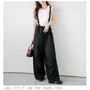 サロペット サスペンダー ワイドパンツ ハイウ...の詳細画像4