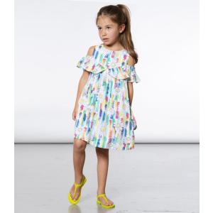 Deux par Deux (デューパーデュー)Multicolor Printed Daisy Dress With Off-Shoulder Ruffled Sleeves｜sugardays