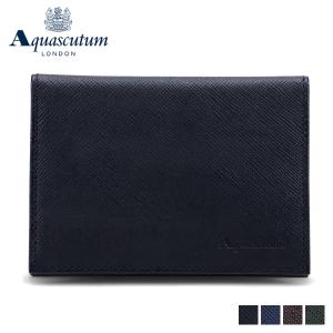 AQUASCUTUM アクアスキュータム カードケース 名刺入れ 定期入れ パスケース 二つ折り バーミンガム メンズ 本革 スリム AQ-508030｜sugaronlineshop