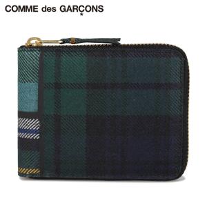 COMME des GARCONS コムデギャルソン 財布 二つ折り メンズ レディース ラウンドファスナー TARTAN PATCHWORK WALLET グリーン｜sugaronlineshop