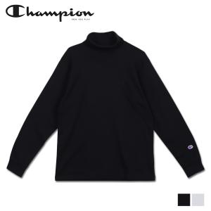 Champion チャンピオン Tシャツ 長袖 ロンT カットソー メンズ 無地 タートルネック LONG SLEEVE T-SHIRT ブラック オフ ホワイト 黒 C3-Y435｜sugaronlineshop