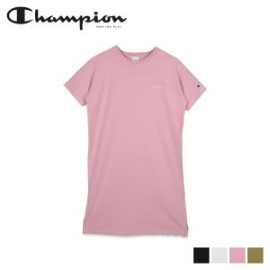 Champion チャンピオン ワンピース 半袖 Tシャツワンピース レディース ONEPIECE DRESS ブラック ホワイト カーキ オフ ピンク 黒 白 CW-S304｜sugaronlineshop