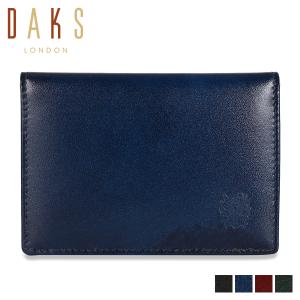 ダックス DAKS カードケース 名刺入れ 定期入れ メンズ スリム 本革 CARD CASE ブラック ネイビー ワイン レッド グリーン DP38590｜sugaronlineshop