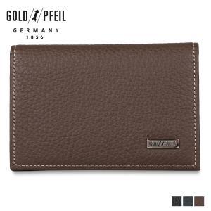 GOLD PFEIL ゴールドファイル カードケース 名刺入れ 定期入れ メンズ 本革 CARD CASE ブラック ネイビー ダーク ブラウン 黒 GP24485｜sugaronlineshop