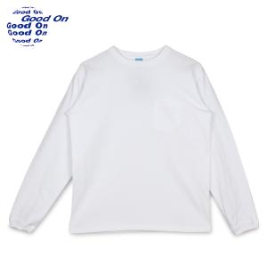 グッドオン Good On Tシャツ 長袖 ロンT カットソー メンズ レディース Uネック LS PKT TEE ホワイト 白 GOLT-1306C｜sugaronlineshop