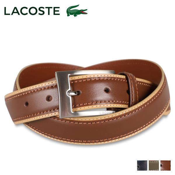 LACOSTE ラコステ ベルト レザーベルト メンズ 本革 BELT ネイビー カーキ ブラウン ...