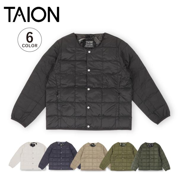 タイオン TAION インナーダウン ジャケット ベーシック クルーネックボタン キッズ ブラック ...