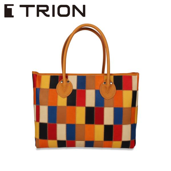 TRION トライオン バッグ トートバッグ メンズ レディース パネルレザー 横型 TOTE マル...