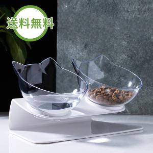 フードボウル 餌入れ　クリア　餌台　 猫耳のオシャレ　小動物　可愛いダブルボウル