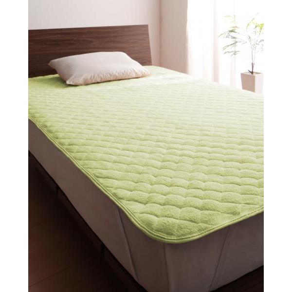 タオル地 敷きパッド の同色2枚セット キングサイズ 色-ペールグリーン /綿100%パイル 寝具 ...