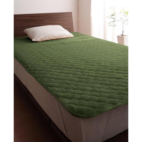 タオル地 敷きパッド の同色2枚セット キングサイズ 色-オリーブグリーン /綿100%パイル 寝具...