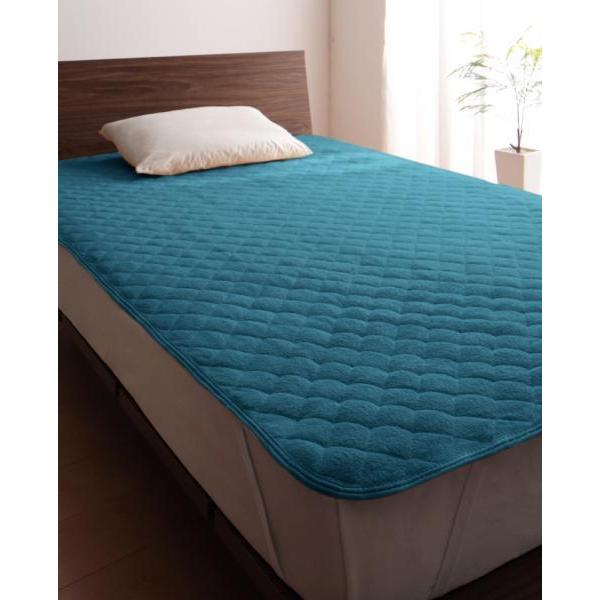 タオル地 敷きパッド の同色2枚セット キングサイズ 色-ブルーグリーン /綿100%パイル 寝具 ...