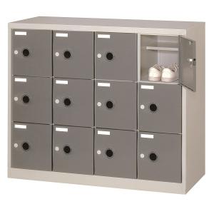 シューズロッカー 24人用 4列6段 扉付 中棚付き ニューグレー色
