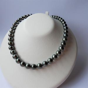 真珠 パール ネックレス 黒蝶真珠 8mm-10mm ピーコックグリーンカラー