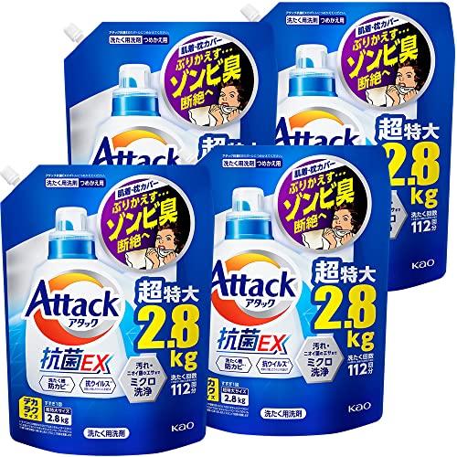 【ケース販売】デカラクサイズ アタック抗菌EX 洗濯洗剤 液体 洗ってもぶりかえすゾンビ臭断絶へ! ...