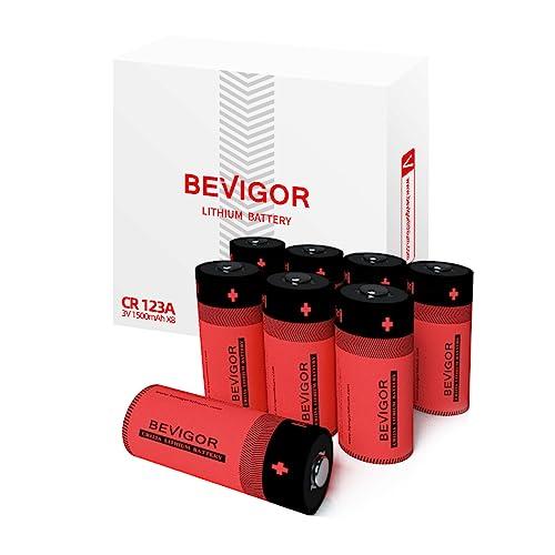 BEVIGOR CR123A リチウム電池 8個 カメラ qrio lock電池 長持ち液漏れない ...