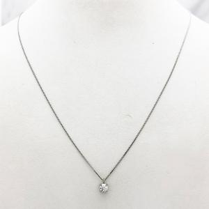 中古】Pt900 Pt850 ダイヤネックレス 一粒ダイヤ0.34ct ネックレス