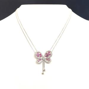 D0.4,0.18 フクロウ ダイヤモンド ブローチ K18 ホワイトゴールド WG  