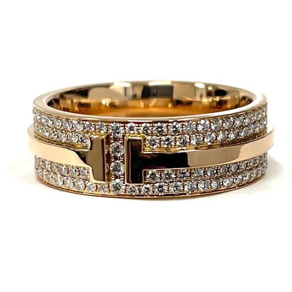 【中古】ティファニー TIFFANY＆CO　Tナロー　リング　K18PG　ダイヤ　ローズゴールド　5...