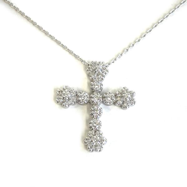 スタージュエリー　Star Jewelry　ダイヤモンドクロス　ネックレス　K18WG　ダイヤ0.4...
