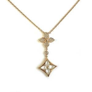 【中古】ルイヴィトン　LOUIS VUITTON　ペンダント スター ブロッサム　Q94676　ピンクゴールド　ダイヤモンド　モノグラム・フラワー モチーフ　ネックレス