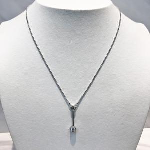 中古】Pt900 Pt850 ダイヤネックレス 一粒ダイヤ0.34ct ネックレス