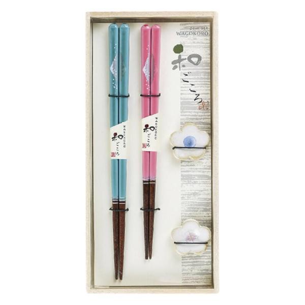 結婚祝い 夫婦箸 プレゼント ペアセット 富士山 ペア ２膳セット 梅 箸置付 富士の春 ギフト 桐...